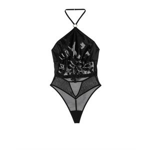 Victoria’s Secret High Neck Floral Cutout teddy in black